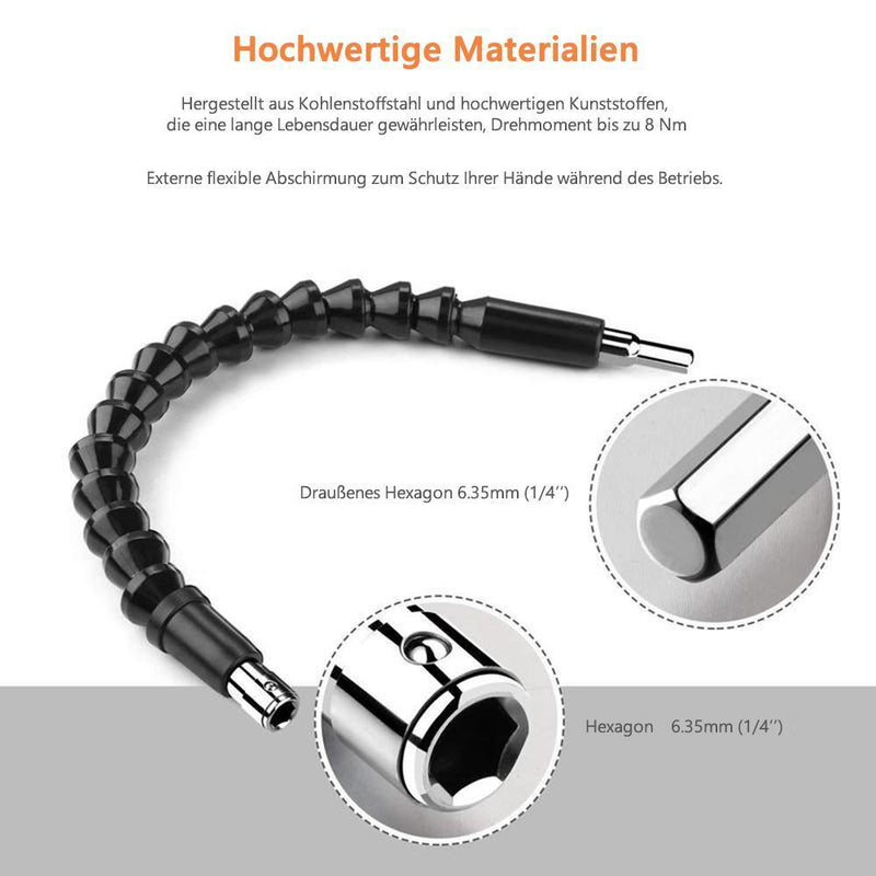 DOMOM Flexible Bithalter Bohrwerkzeug Weiche Welle Schraube Verbindung 300 MM (Schwarz) - hallohaus