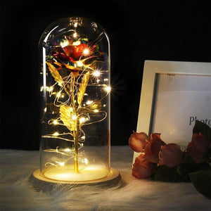 Rose Lampe mit Glasschirm